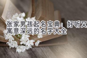 张家男孩起名宝典：好听又寓意深远的名字大全