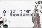命中注定！带“柄”字的名字，蕴藏着哪些秘密？