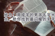 给力！带成字的男孩名字大全，助你找到最闪耀的名字！