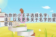 为你的小王子选择名字：翊泽，以及更多关于名字的星光密码