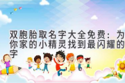 双胞胎取名字大全免费：为你家的小精灵找到最闪耀的名字