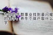 为你的牛群事业找到最闪耀的名字：养牛个体户取什么名字