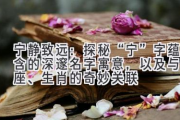 宁静致远：探秘“宁”字蕴含的深邃名字寓意，以及与星座、生肖的奇妙关联