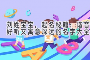 刘姓宝宝，起名秘籍：谐音好听又寓意深远的名字大全