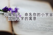 闪耀星河，命名你的小宇宙：熠辰名字的寓意