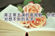 蒋正寒主演的电视剧，你绝对想不到的名字！