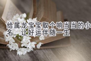 给属龙宝宝取个响当当的小名，让好运伴随一生