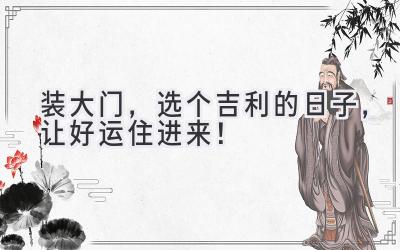 装大门,选个吉利的日子,让好运住进来!
