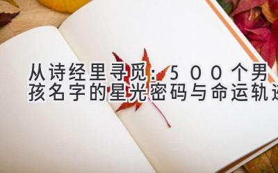 从诗经里寻觅:500个男孩名字的星光密码与命运轨迹