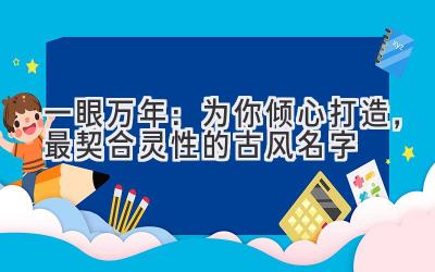   一眼万年：为你倾心打造，最契合灵性的古风名字 