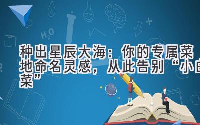 种出星辰大海：你的专属菜地命名灵感，从此告别“小白菜”