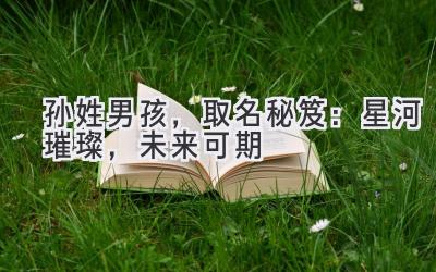 孙姓男孩，取名秘笈：星河璀璨，未来可期