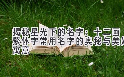   揭秘星光下的名字：十二画繁体字常用名字的奥秘与美好寓意 