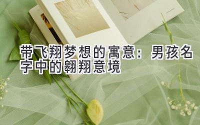  带飞翔梦想的寓意：男孩名字中的翱翔意境 