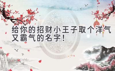  给你的招财小王子取个洋气又霸气的名字！