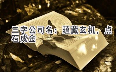  三字公司名：蕴藏玄机，点石成金 